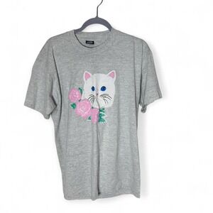 Vintage 90s Screen Stars Cat Tee XL USA Made Shirt Single Stitch